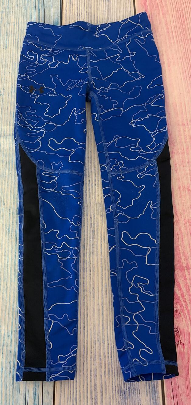 Under Armour Youth Small 8 Leggings Blue Printed Athletic Pants